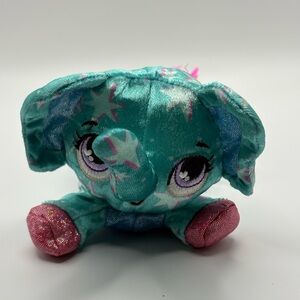 Sunny Days Entertainment Teal & Pink Stars Elephant Plush 7” Stuffed sparkly Toy